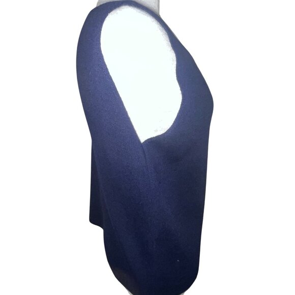 Eileen Fisher Womens Wool Sleeveless Navy Blue Knit Top Size L - Picture 3 of 7